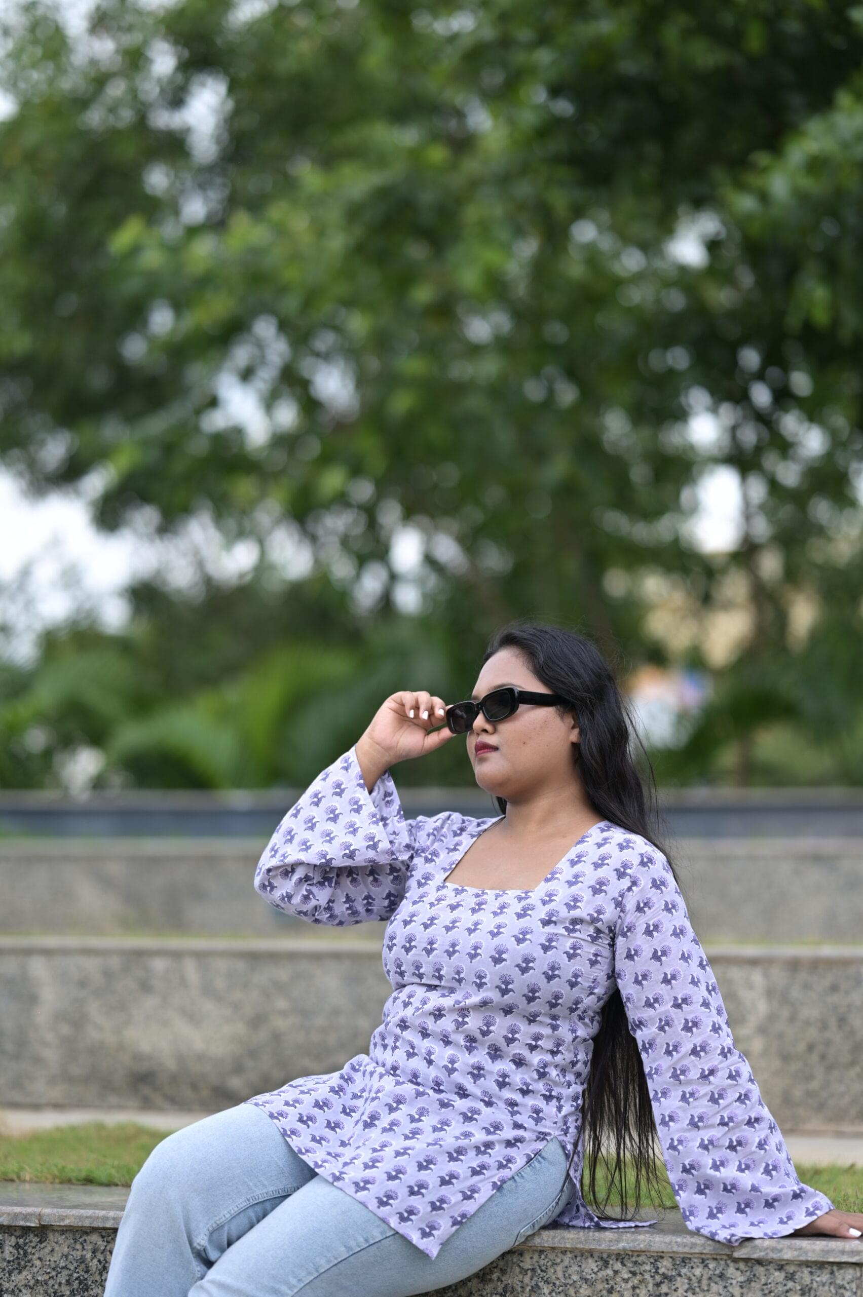 Lavender Blossom - Square Neck - Kurti